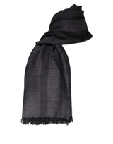 Foulard à motifs en laine et viscose gris foncé GF Ferre