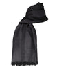 GF Ferre Donkergrijze wollen viscose foulard sjaal met patroon
