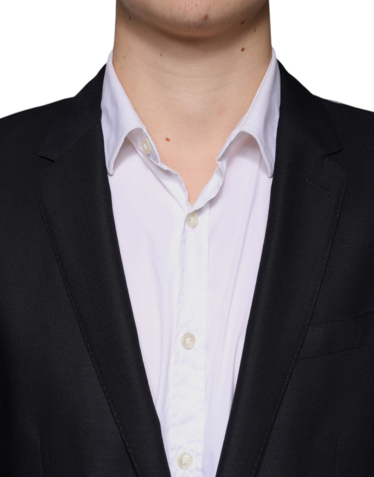 Dolce &amp; Gabbana Blazer-manteau tailleur droit en laine bleu foncé à simple boutonnage