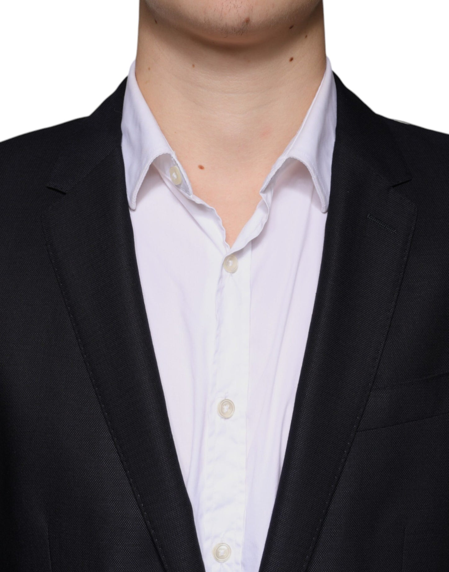 Dolce & Gabbana Blazer-manteau tailleur droit en laine bleu foncé à simple boutonnage