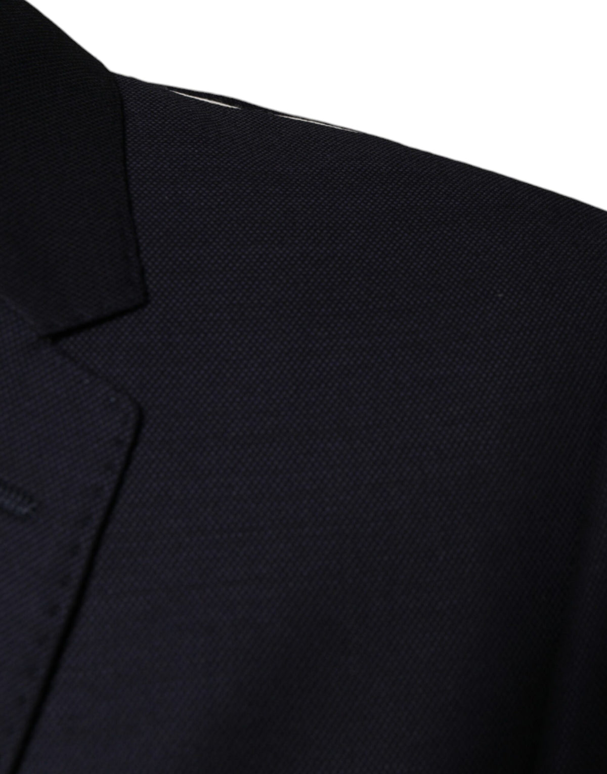 Dolce &amp; Gabbana Blazer-manteau tailleur droit en laine bleu foncé à simple boutonnage
