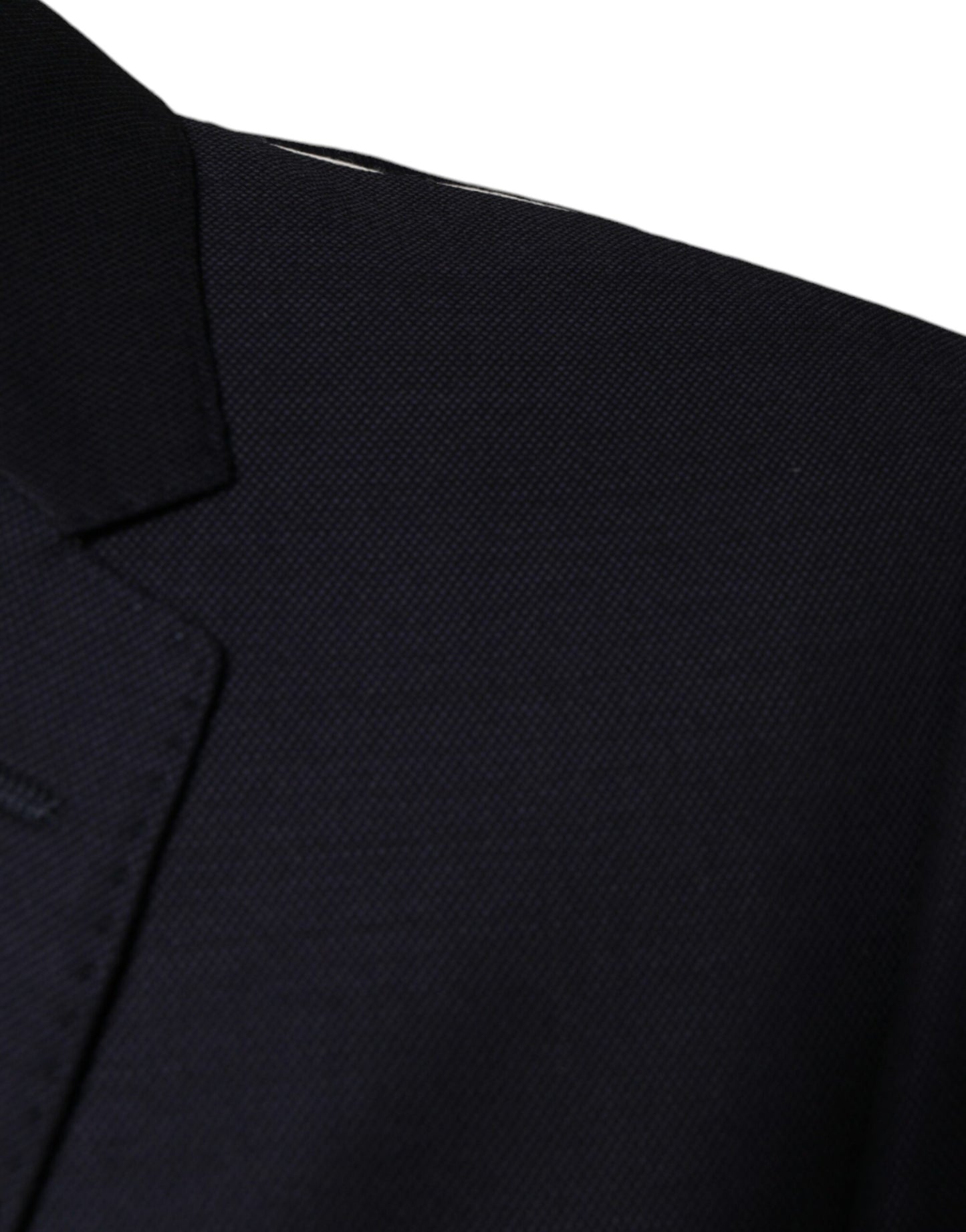 Dolce & Gabbana Blazer-manteau tailleur droit en laine bleu foncé à simple boutonnage