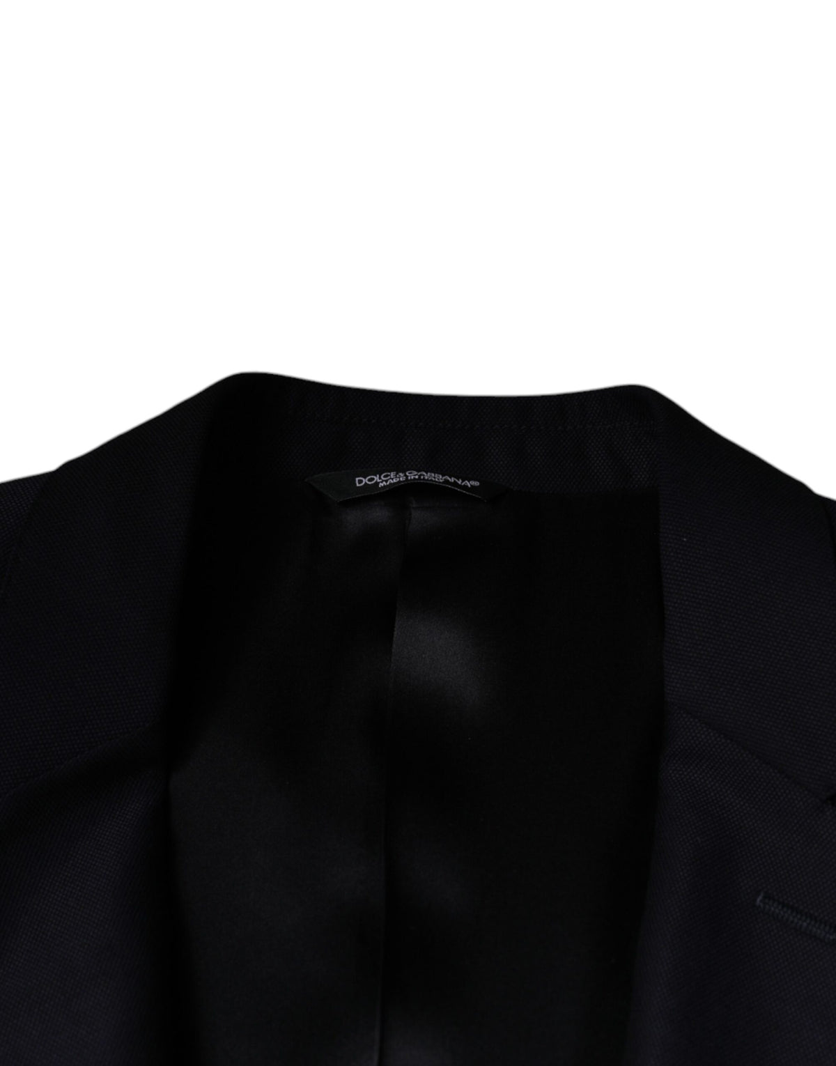 Dolce &amp; Gabbana Blazer-manteau tailleur droit en laine bleu foncé à simple boutonnage