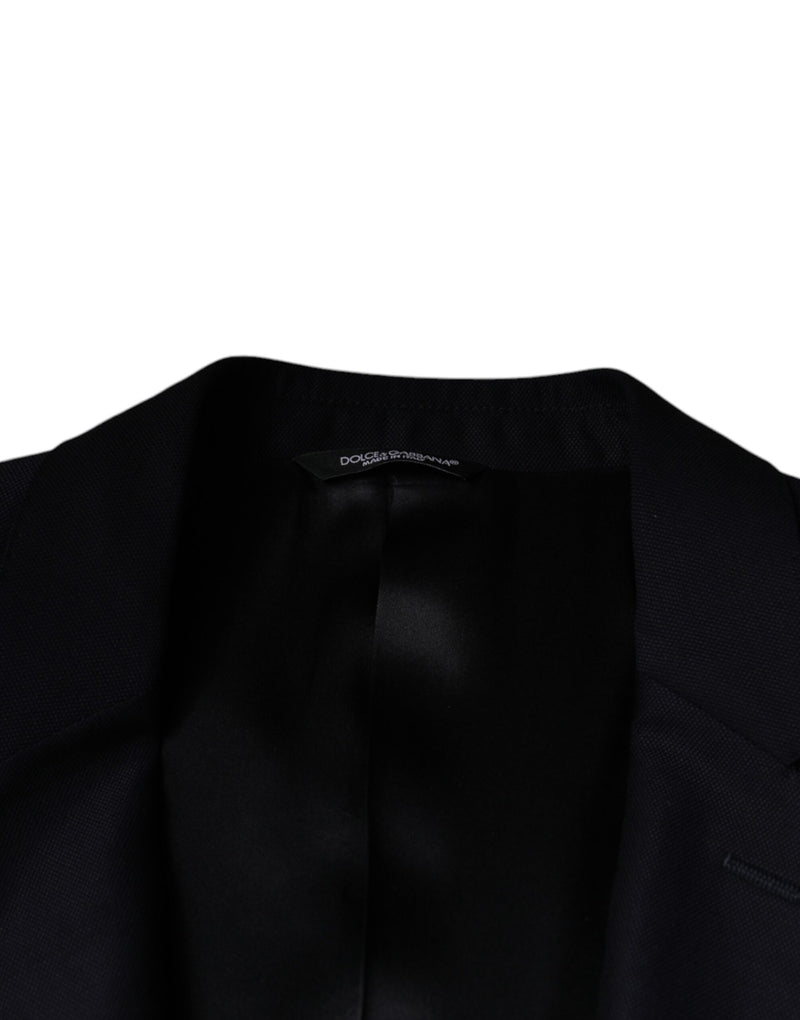 Dolce &amp; Gabbana donkerblauwe wollen, enkelgeknopte blazer in jaslengte