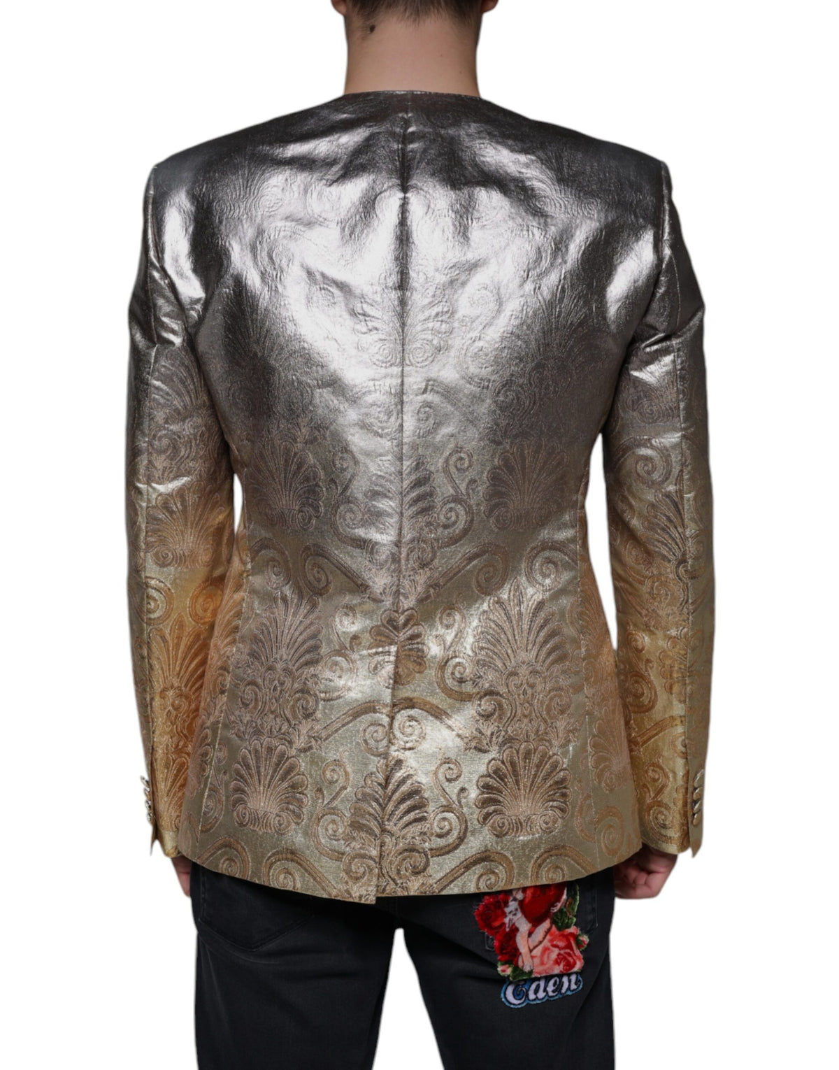 Blazer-tailleur à simple boutonnage en jacquard doré de Dolce &amp; Gabbana