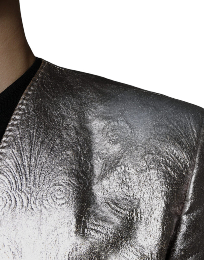 Dolce &amp; Gabbana goudkleurige jacquard, enkelgeknopte blazerjurk
