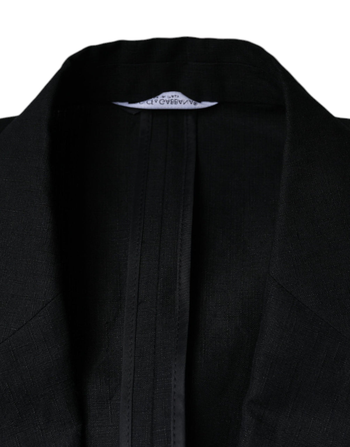 Blazer-robe noir en lin à double boutonnage de Dolce &amp; Gabbana