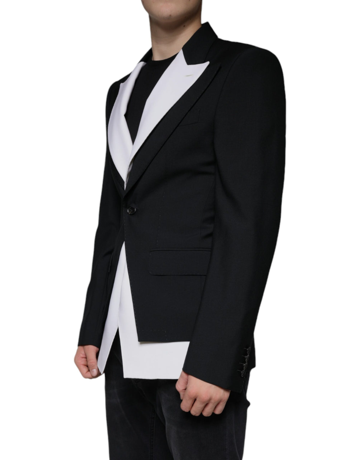 Blazer-robe noir et blanc à simple boutonnage de Dolce &amp; Gabbana