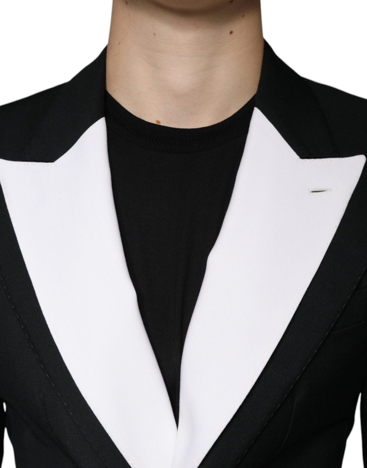 Blazer-robe noir et blanc à simple boutonnage de Dolce &amp; Gabbana