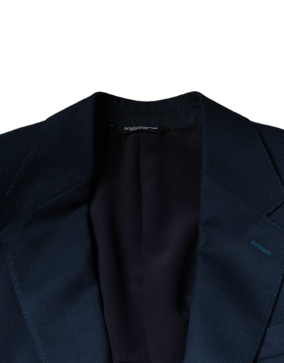Dolce & Gabbana, veste-blazer bleu en laine à logo, à simple boutonnage