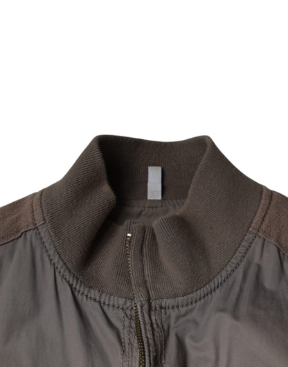 Armani Jeans Bruine Katoenen Full Zip Bomber Jas met Logo