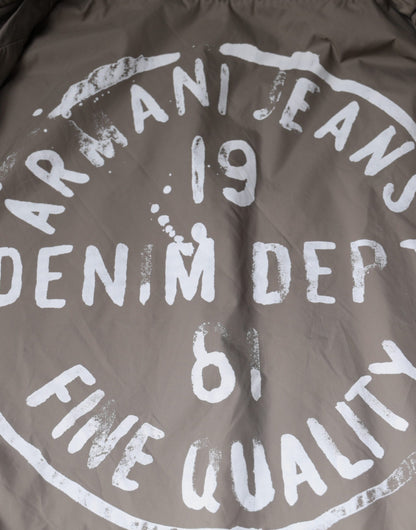 Armani Jeans Bruine Katoenen Full Zip Bomber Jas met Logo