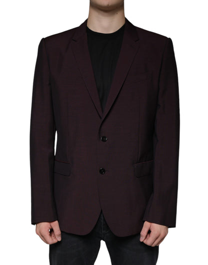 Dolce &amp; Gabbana Blazer-robe en laine bordeaux à simple boutonnage