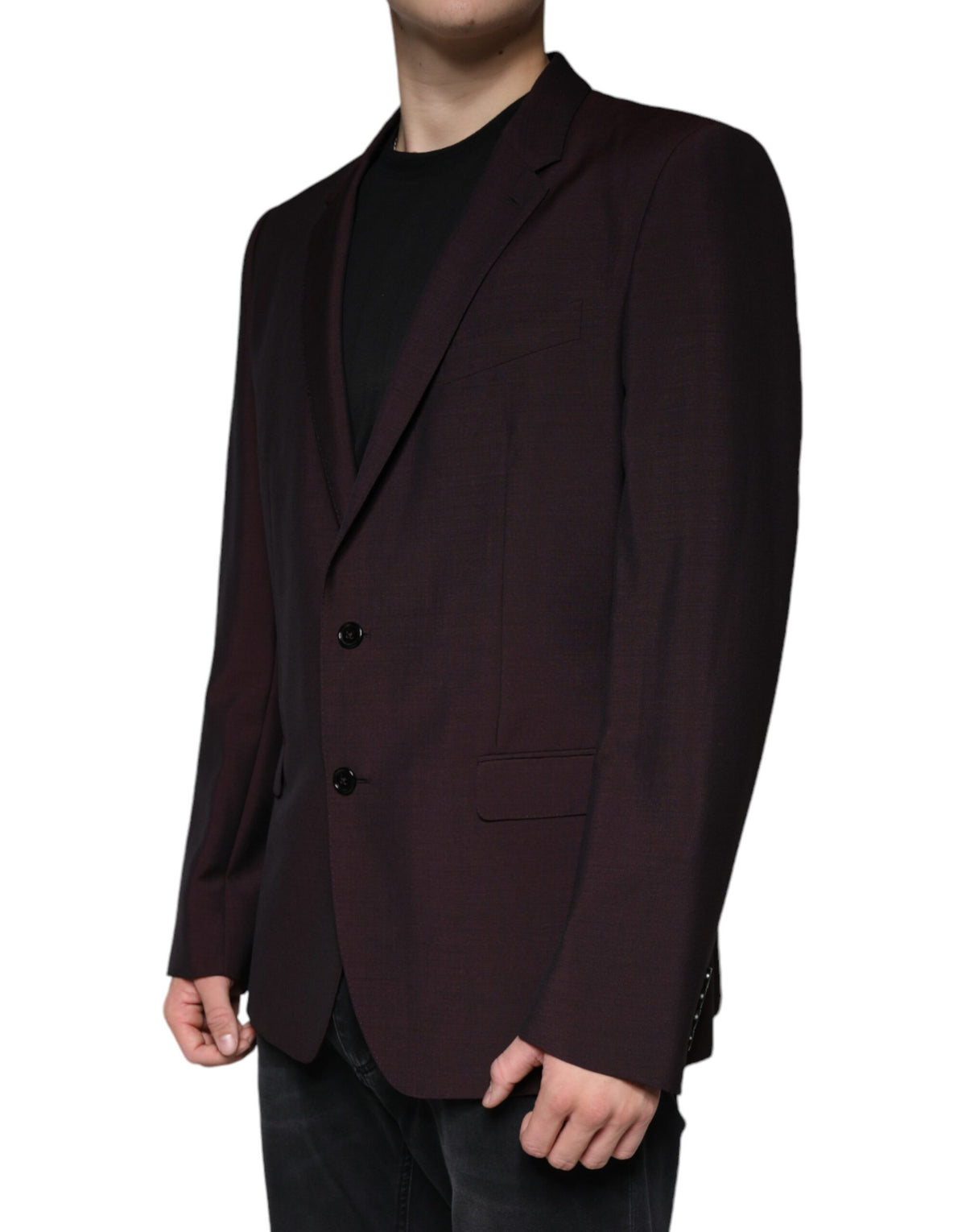 Dolce &amp; Gabbana Blazer-robe en laine bordeaux à simple boutonnage
