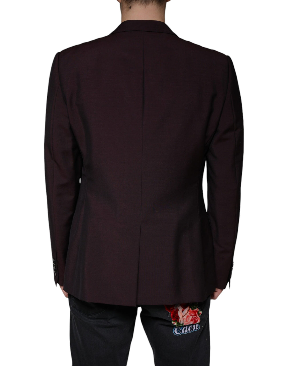 Dolce &amp; Gabbana Blazer-robe en laine bordeaux à simple boutonnage