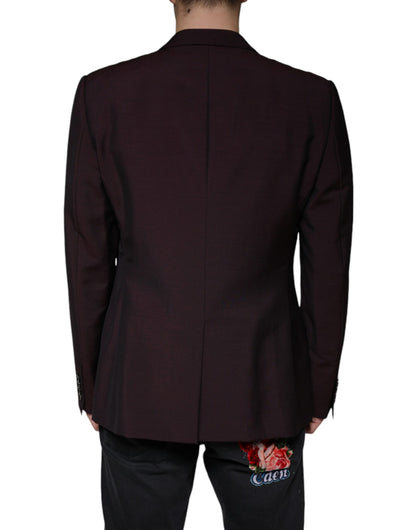 Dolce &amp; Gabbana Blazer-robe en laine bordeaux à simple boutonnage