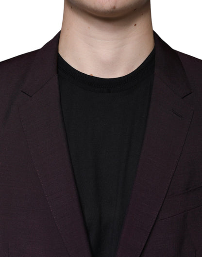 Dolce &amp; Gabbana Blazer-robe en laine bordeaux à simple boutonnage