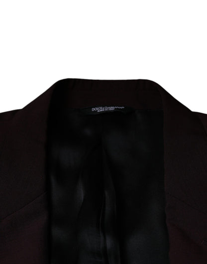 Dolce &amp; Gabbana Blazer-robe en laine bordeaux à simple boutonnage
