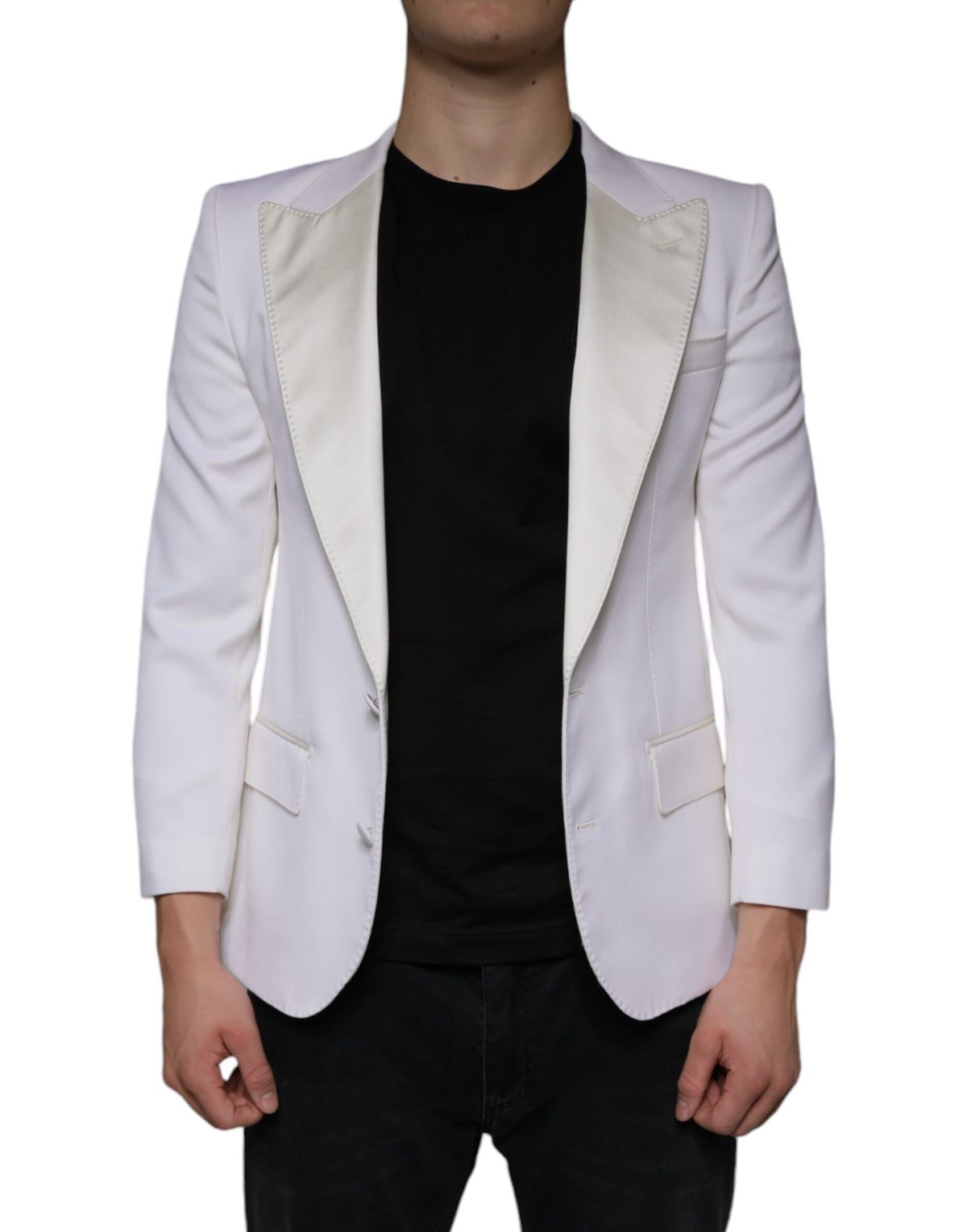 Blazer-robe à simple boutonnage en laine blanche cassée de Dolce &amp; Gabbana