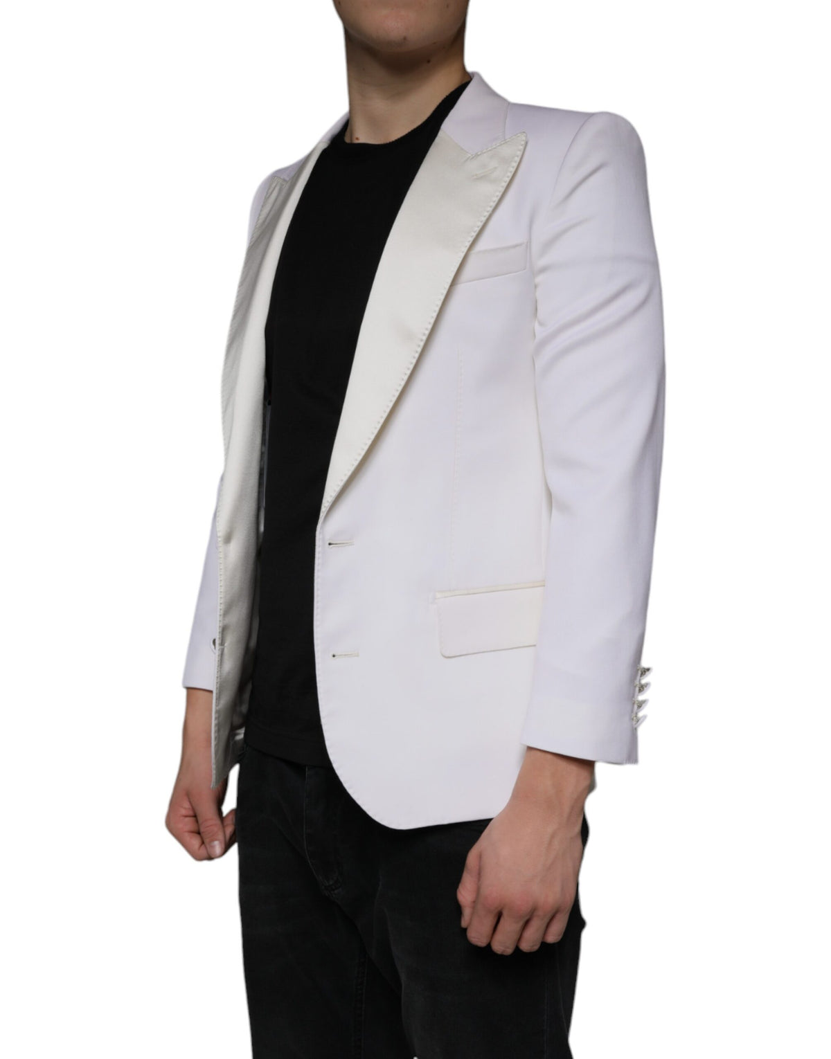 Blazer-robe à simple boutonnage en laine blanche cassée de Dolce &amp; Gabbana