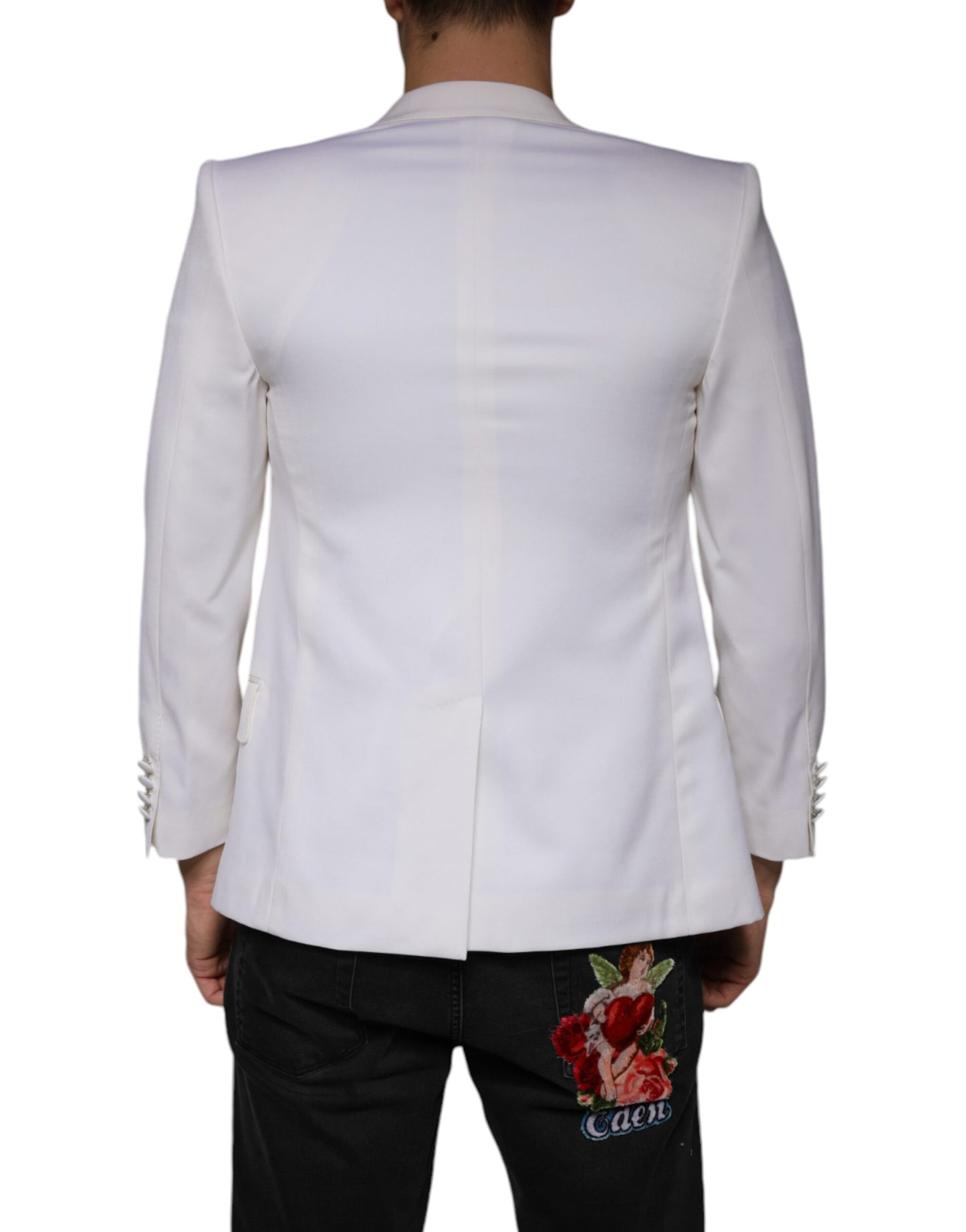 Dolce &amp; Gabbana Off White Wollen, Enkellaats Blazerjurk