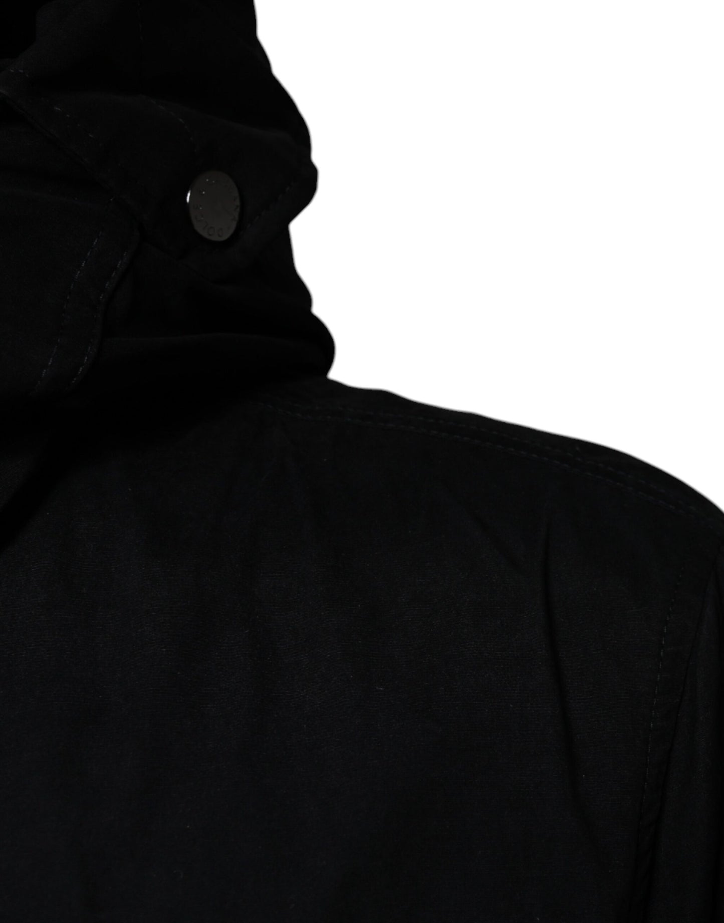 Dolce & Gabbana Parka noire à capuche, trench-coat en coton.