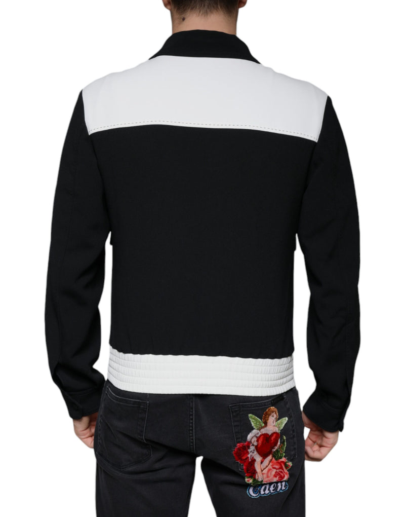 Dolce & Gabbana Zwart Wit DG Crown Full Zip Blouson Jas