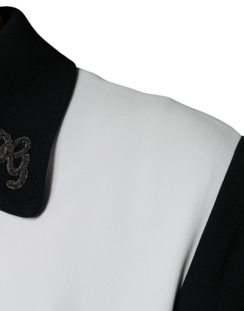 Dolce & Gabbana Zwart Wit DG Crown Full Zip Blouson Jas