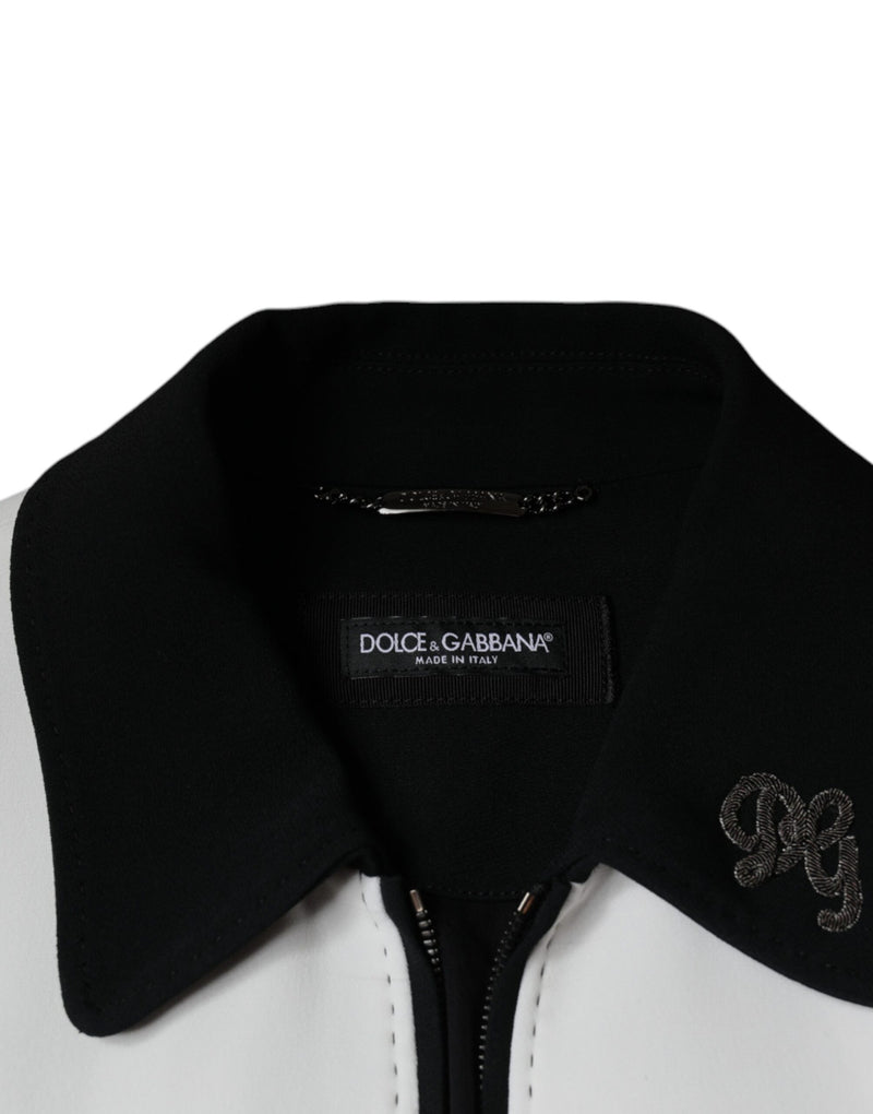 Dolce & Gabbana Zwart Wit DG Crown Full Zip Blouson Jas
