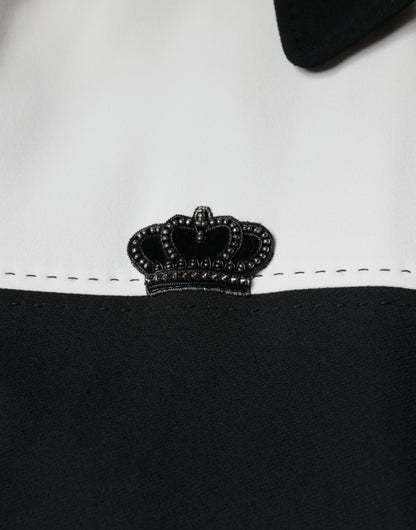 Veste blouson à fermeture éclair intégrale Dolce & Gabbana, noir et blanc, avec couronne DG.