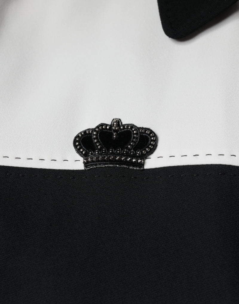 Veste blouson à fermeture éclair intégrale Dolce & Gabbana, noir et blanc, avec couronne DG.