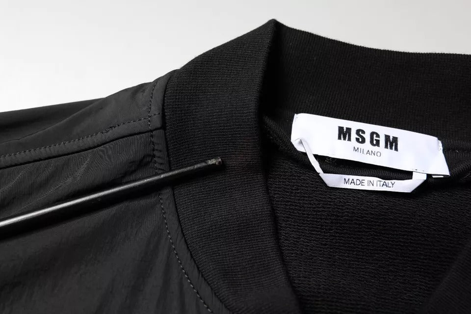 MSGM Veste bomber à manches longues, fermeture éclair intégrale, en coton noir