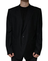 Dolce &amp; Gabbana, veste-blazer noire en laine pour homme, à simple boutonnage.