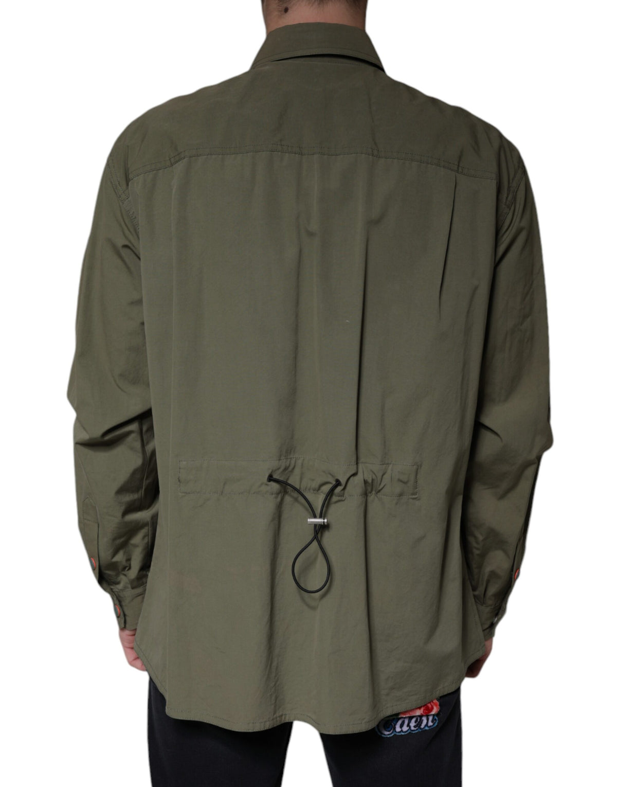 Veste-manteau en coton à col montant vert militaire de Dolce & Gabbana