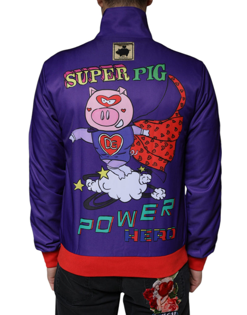Veste bomber à fermeture éclair violette Dolce & Gabbana, année du cochon.