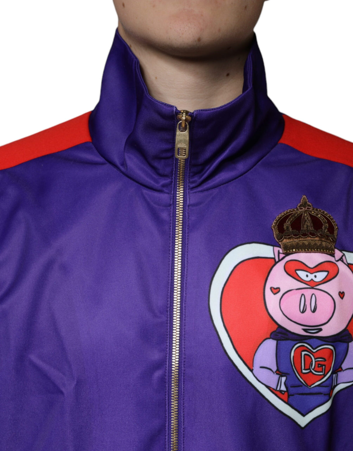 Veste bomber à fermeture éclair violette Dolce & Gabbana, année du cochon.