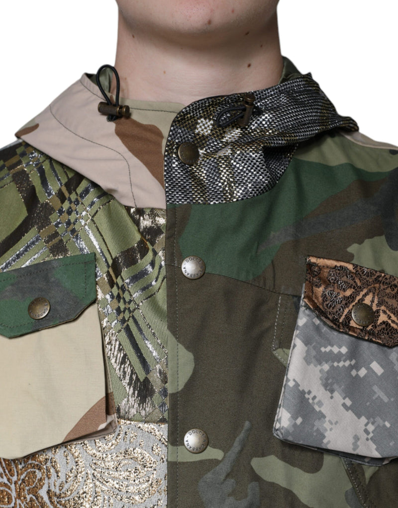 Gilet sans manches à capuche multicolore et patchwork de Dolce & Gabbana
