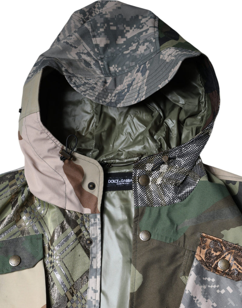 Gilet sans manches à capuche multicolore et patchwork de Dolce & Gabbana