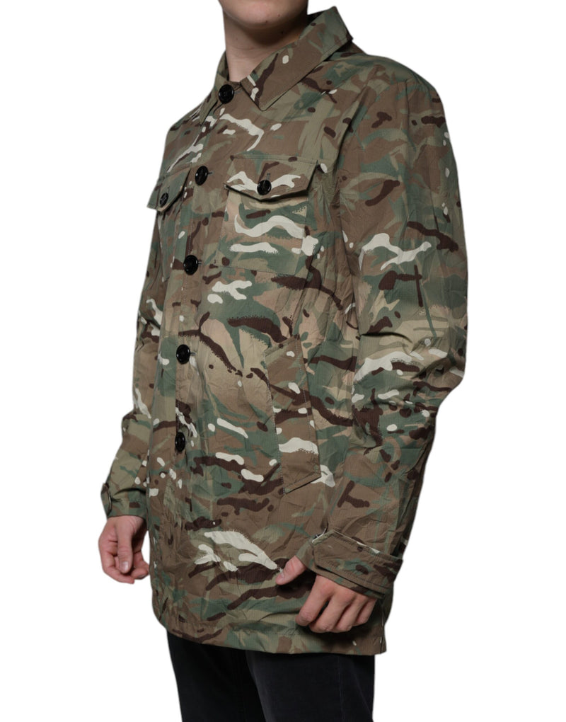 Veste à col montant multicolore à motif camouflage de Dolce & Gabbana