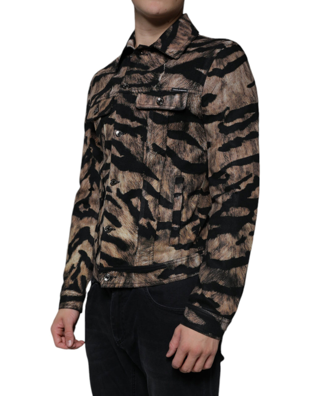 Veste à col boutonné et imprimé tigre marron de Dolce & Gabbana
