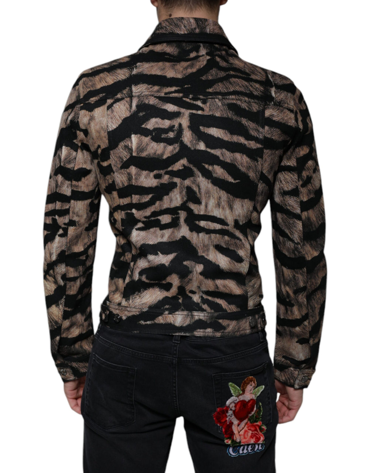 Veste à col boutonné et imprimé tigre marron de Dolce & Gabbana