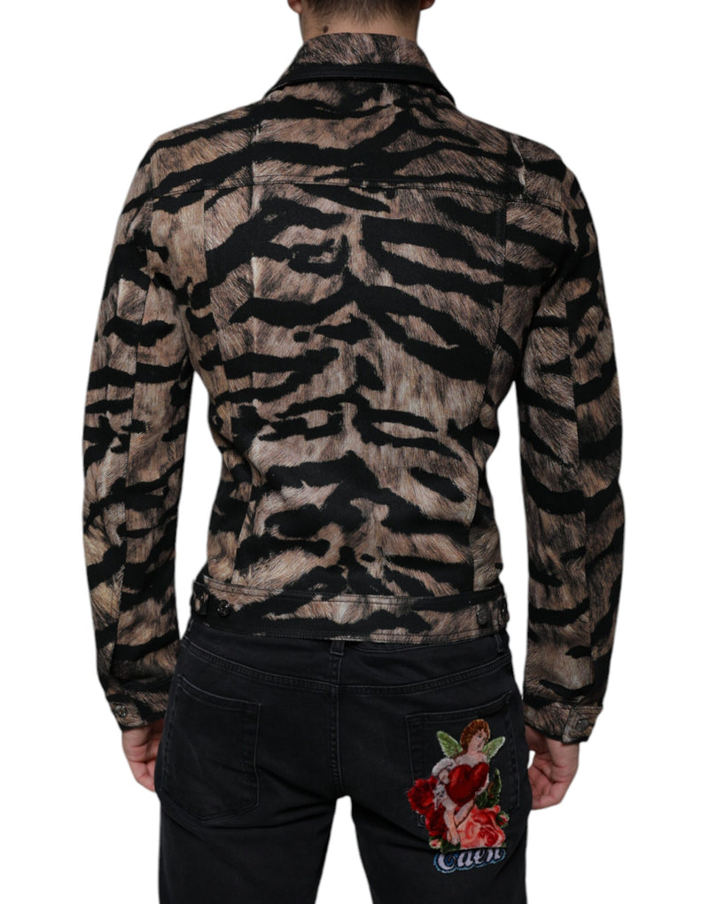 Veste à col boutonné et imprimé tigre marron de Dolce & Gabbana
