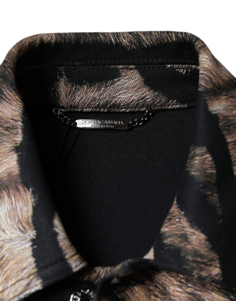 Veste à col boutonné et imprimé tigre marron de Dolce & Gabbana