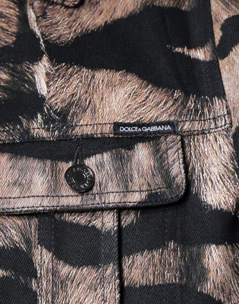 Veste à col boutonné et imprimé tigre marron de Dolce & Gabbana