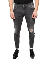 Jean skinny en coton noir délavé pour homme de Dolce &amp; Gabbana