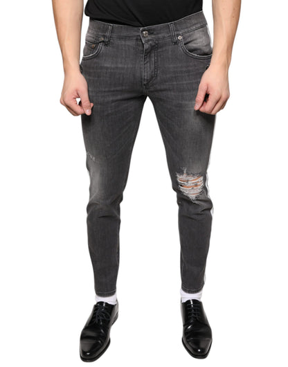 Jean skinny en coton noir délavé pour homme de Dolce &amp; Gabbana