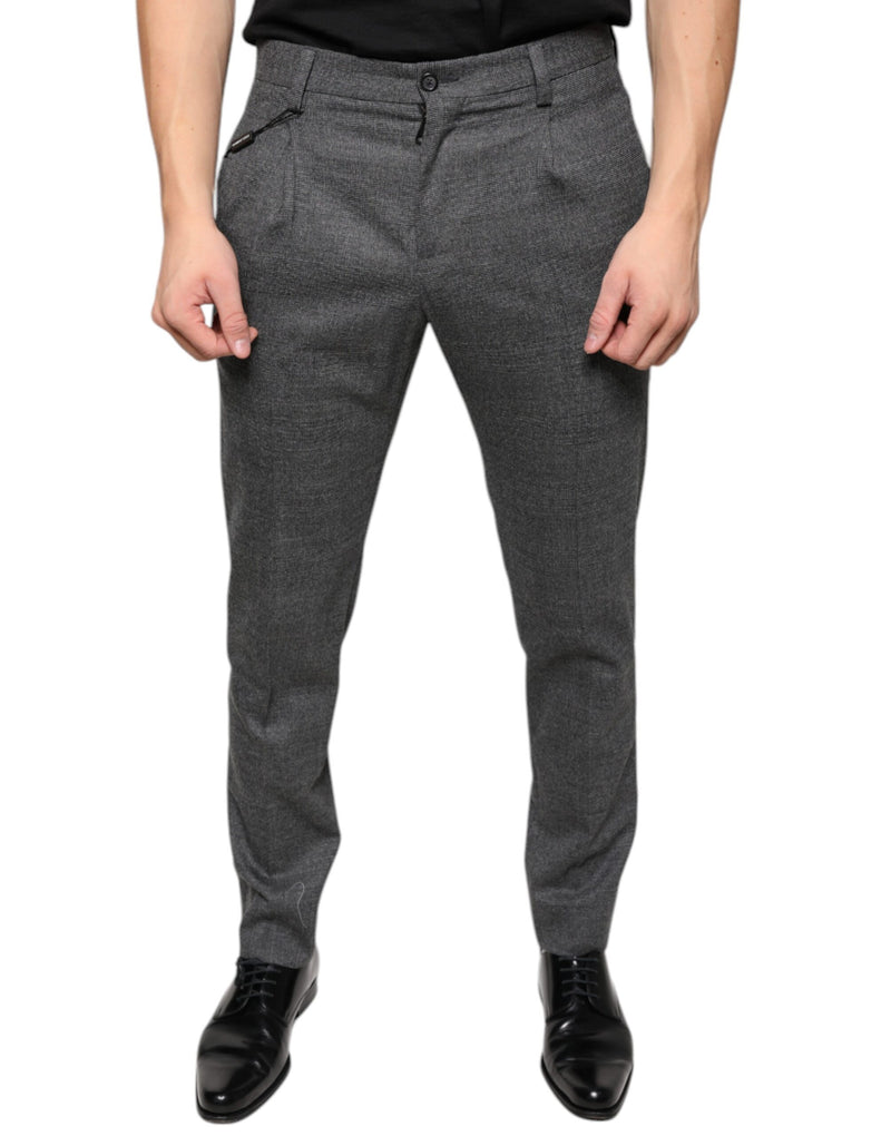 Dolce &amp; Gabbana grijze geruite wollen skinny broek (tartan)