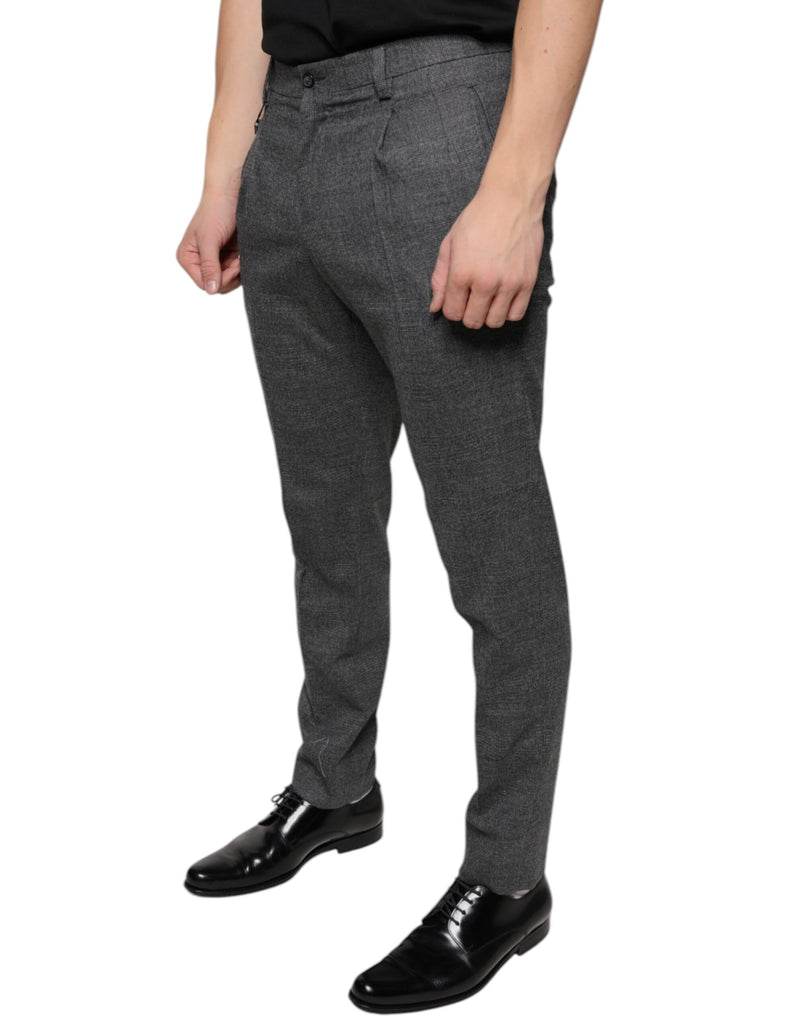Dolce &amp; Gabbana grijze geruite wollen skinny broek (tartan)