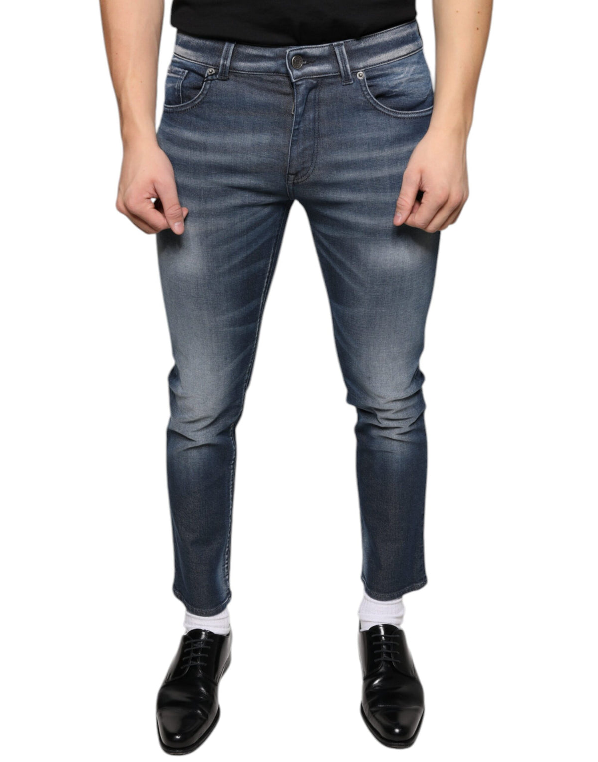 Jeans skinny en coton délavé bleu foncé de Dolce &amp; Gabbana