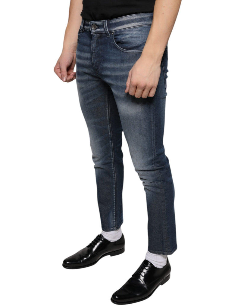 Dolce &amp; Gabbana donkerblauwe, gewassen, skinny spijkerbroek van katoen
